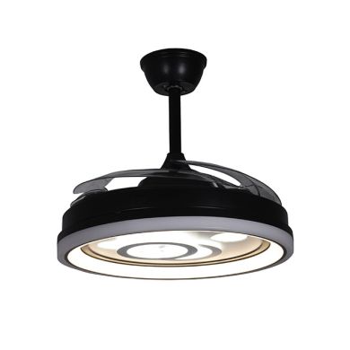 Ventoinha de tecto DAFNE preta, 4 palas retráteis, 72W LED 3000|4000|6000K, Alt.35xD.108/50cm