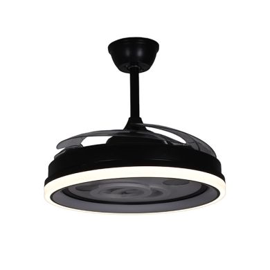 Ventilador DC DAFNE negro, 4 aspas retráctiles, 72W LED 3000|4000|6000K, Al.35xD.108/50cm