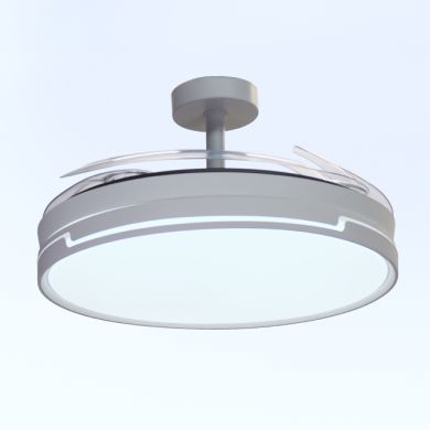 Ventilador DC ROBIN ECO blanco, 4 aspas retráctiles, 72W LED 3000|3500|6000K, Al.30/40xD.107/50cm