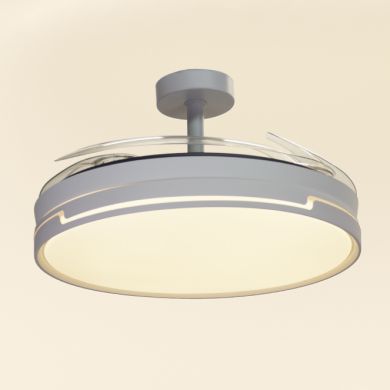 Ventilador DC ROBIN ECO blanco, 4 aspas retráctiles, 72W LED 3000|3500|6000K, Al.30/40xD.107/50cm