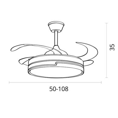 Ceiling fan DC ROBIN white, 4 retractable blades, 72W LED 3000|3500|6500K, H.35xD.107/50cm