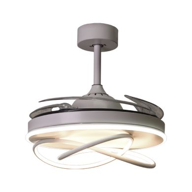 Ventoinha de tecto ATLAS branca, 4 palas retráteis, 80W LED 3000|4000|6000K, Alt.35xD.108/50cm