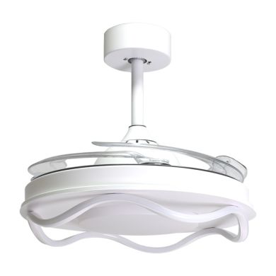 Ventoinha de tecto ANTEA branca, 4 palas retráteis, 80W LED 3000|4000|6000K, Alt.35xD.108/50cm