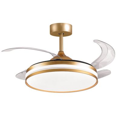 Ceiling fan DC KEPLER gold, 4 retractable blades, 72W LED 3000|4000|6000K, H.35xD.108/50cm