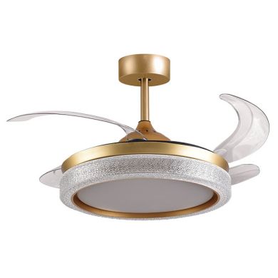 Ceiling fan DC ACANTO gold, 4 retractable blades, 72W LED 3000|4000|6000K, H.35xD.108/50cm