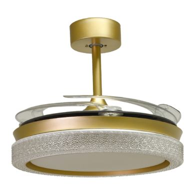 Ceiling fan DC ACANTO gold, 4 retractable blades, 72W LED 3000|4000|6000K, H.35xD.108/50cm