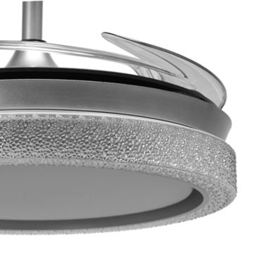 Ventoinha de tecto ACANTO prata, 4 palas retráteis, 72W LED 3000|4000|6000K, Alt.35xD.108/50cm