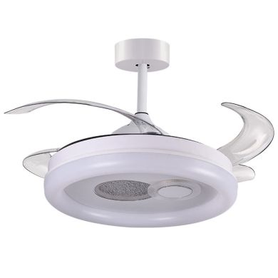 Ceiling fan DC HERMES white, 4 retractable blades, 108W LED 3000|4000|6500K, H.35xD.108/50cm