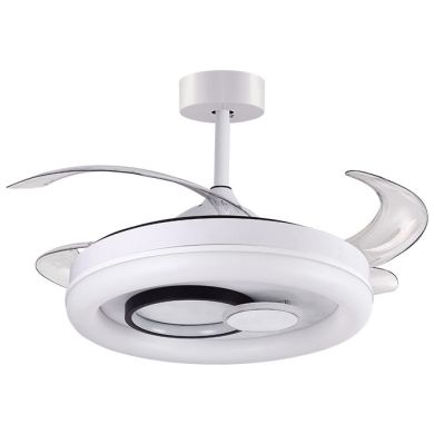 Ceiling fan DC HERSA white, 4 retractable blades, 116W LED 3000|4000|6500K, H.35xD.108/50cm