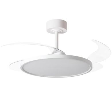 Ventilador DC SLIM blanco, 4 aspas retráctiles, 72W LED 3000|4000|6000K, Al.35xD.106/50cm