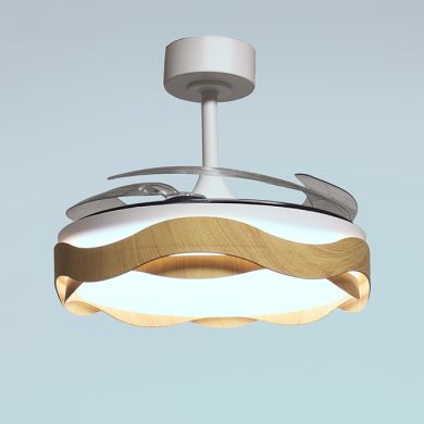 Ceiling fan DC ONDAS madeira, 4 retractable blades, 72W LED 3000|4000|6000K, H.35xD.108/50cm