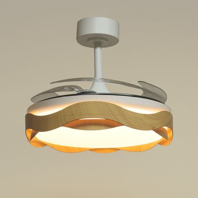 Ceiling fan DC ONDAS madeira, 4 retractable blades, 72W LED 3000|4000|6000K, H.35xD.108/50cm