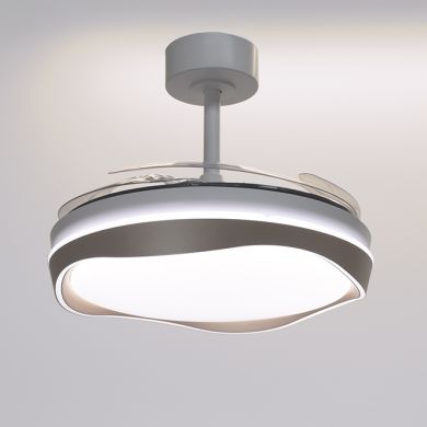 Ventoinha de tecto ALMATI branco/ouro, 4 palas retráteis, 72W LED 3000|4000|6000K, Alt.35xD.108/50cm