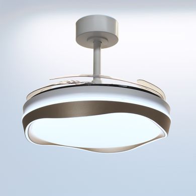 Ventoinha de tecto ALMATI branco/ouro, 4 palas retráteis, 72W LED 3000|4000|6000K, Alt.35xD.108/50cm