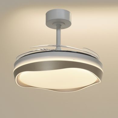 Ventoinha de tecto ALMATI branco/ouro, 4 palas retráteis, 72W LED 3000|4000|6000K, Alt.35xD.108/50cm