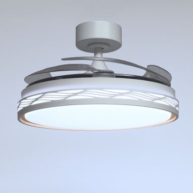 Ceiling fan DC RIGA white/gold, 4 retractable blades, 72W LED 3000|4000|6000K, H.35xD.108/50cm