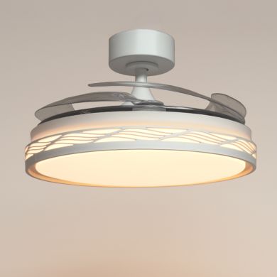 Ceiling fan DC RIGA white/gold, 4 retractable blades, 72W LED 3000|4000|6000K, H.35xD.108/50cm