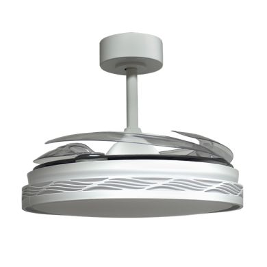 Ceiling fan DC RIGA white/silver, 4 retractable blades, 72W LED 3000|4000|6000K, H.35xD.108/50cm