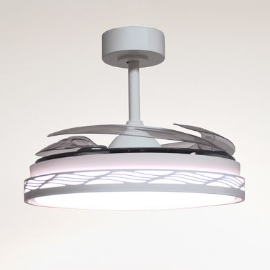 Ceiling fan DC RIGA white/silver, 4 retractable blades, 72W LED 3000|4000|6000K, H.35xD.108/50cm