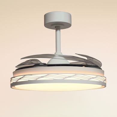 Ceiling fan DC RIGA white/silver, 4 retractable blades, 72W LED 3000|4000|6000K, H.35xD.108/50cm