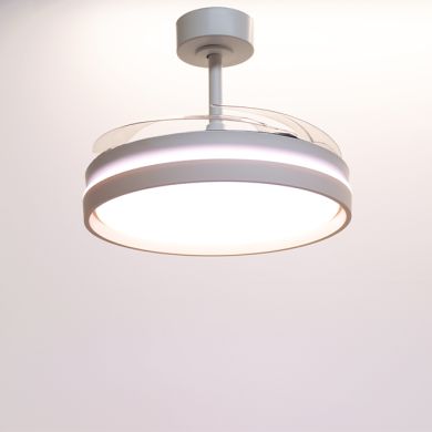 Ventoinha de tecto AKRAN dourado, 4 palas retráteis, 72W LED 3000|4000|6000K, Alt.35xD.108/50cm