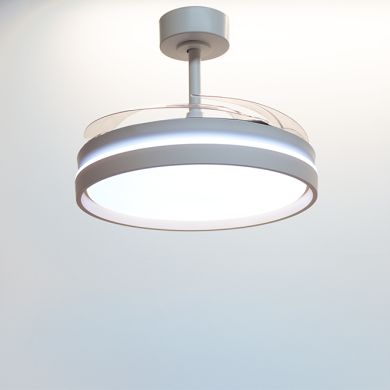 Ventoinha de tecto AKRAN dourado, 4 palas retráteis, 72W LED 3000|4000|6000K, Alt.35xD.108/50cm