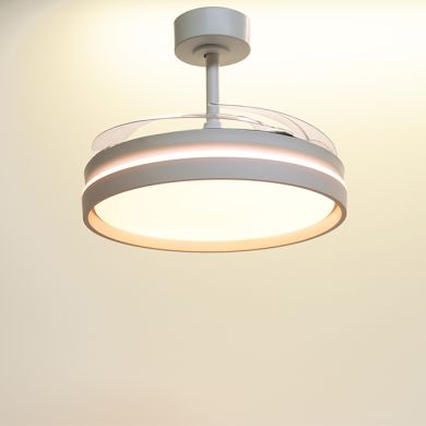 Ventoinha de tecto AKRAN dourado, 4 palas retráteis, 72W LED 3000|4000|6000K, Alt.35xD.108/50cm