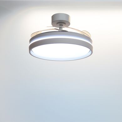 Ventoinha de tecto AKRAN branca, 4 palas retráteis, 72W LED 3000|4000|6000K, Alt.35xD.108/50cm