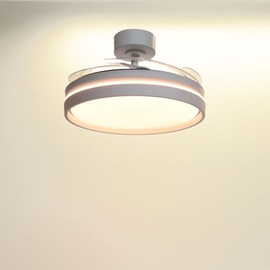 Ventoinha de tecto AKRAN branca, 4 palas retráteis, 72W LED 3000|4000|6000K, Alt.35xD.108/50cm