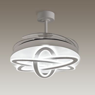 Ventoinha de tecto SATURNO branca, 4 palas retráteis, 200W LED 3000|4000|6000K, Alt.35xD.108/50cm
