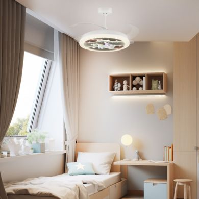 Ceiling fan DC INFANTIL UNICORNIO white,4 retractable blades, 96W LED 3000|4000|6000K, H.35/45xD.91/