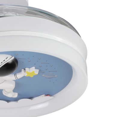 Ventilador DC NEW INFANTIL HOUSTON blanco, 4 aspas retráctiles, 96W LED 3000|4000|6000K, Al.35/45xD.