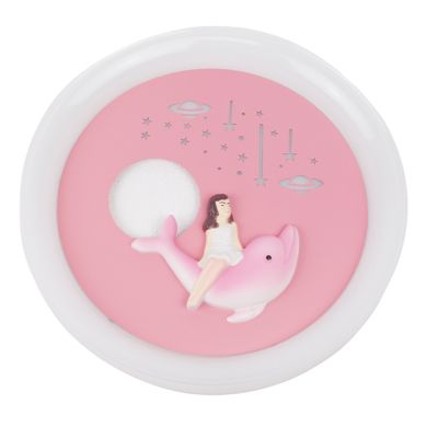 Ventilador DC NEW INFANTIL DELFIN blanco,4 aspas retráctiles, 96W LED 3000|4000|6000K, Al.35/45xD.91