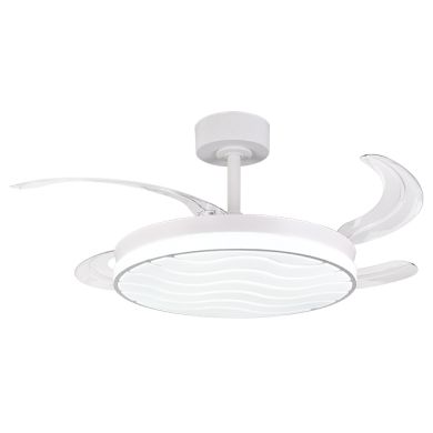 Ventoinha de tecto LUXOR branca, 4 palas retráteis, 72W LED 3000|4000|6000K, Alt.30/40xD.108/50cm