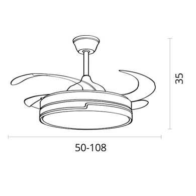 Ceiling fan DC ROBIN white/beech, 4 retractable blades, 72W LED 3000|3500|6500K, H.35xD.107/50cm