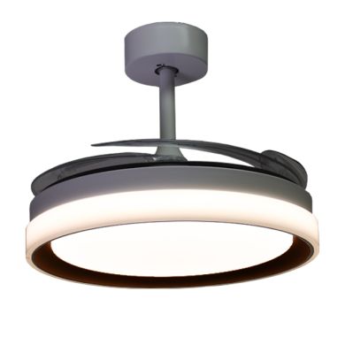 Ventoinha de tecto KIGALI branca/preta, 4palas retráteis, 72W LED 3000|4000|6000K, Alt.35xD.108/50cm