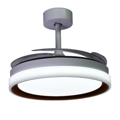 Ventoinha de tecto KIGALI branca/preta, 4palas retráteis, 72W LED 3000|4000|6000K, Alt.35xD.108/50cm