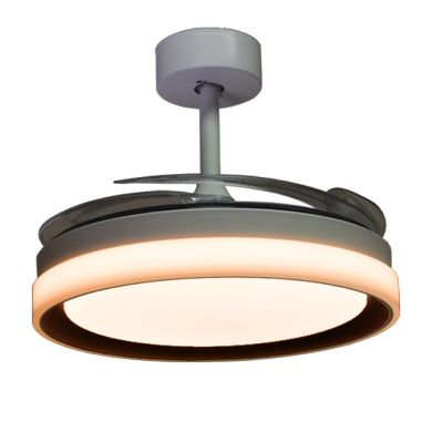 Ventoinha de tecto KIGALI branca/preta, 4palas retráteis, 72W LED 3000|4000|6000K, Alt.35xD.108/50cm