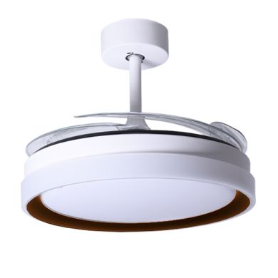 Ceiling fan DC KIGALI white/brown, 4 retractable blades, 72W LED 3000|4000|6000K, H.35xD.108/50cm