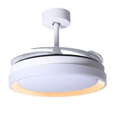 Ventoinha de tecto KIGALI branca/dourada 4palas retráteis, 72W LED 3000|4000|6000K Alt.35xD.108/50cm