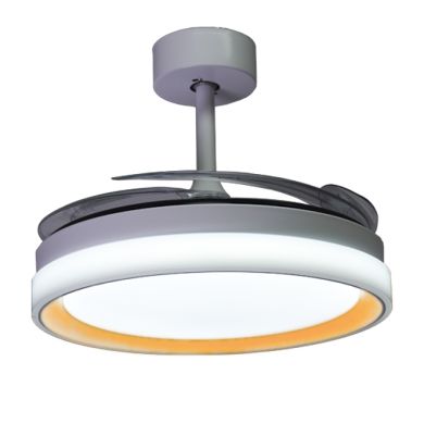 Ventoinha de tecto KIGALI branca/dourada 4palas retráteis, 72W LED 3000|4000|6000K Alt.35xD.108/50cm