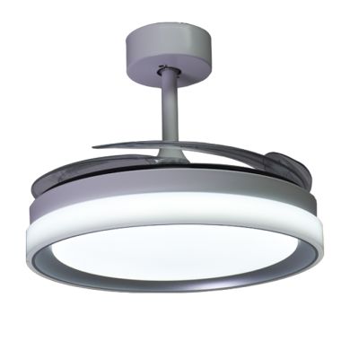 Ventoinha de tecto KIGALI branca/prata, 4palas retráteis, 72W LED 3000|4000|6000K, Alt.35xD.108/50cm