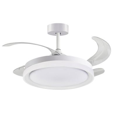 Ventoinha de tecto KIGALI branca/branca, 4palas retráteis, 72W LED 3000|4000|6000K Alt.35xD.108/50cm