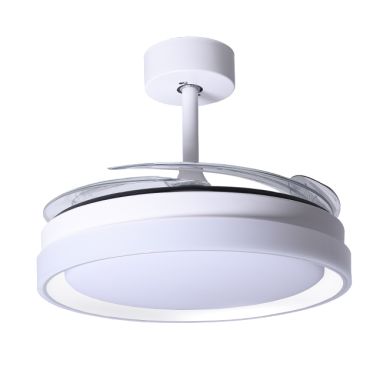 Ventoinha de tecto KIGALI branca/branca, 4palas retráteis, 72W LED 3000|4000|6000K Alt.35xD.108/50cm