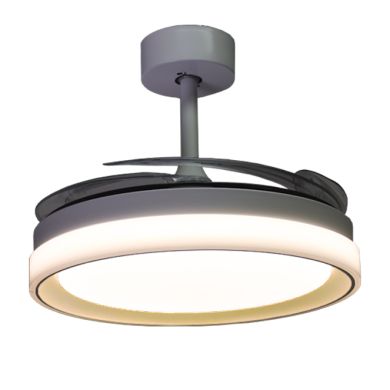 Ventoinha de tecto KIGALI branca/branca, 4palas retráteis, 72W LED 3000|4000|6000K Alt.35xD.108/50cm