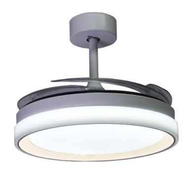 Ventoinha de tecto KIGALI branca/branca, 4palas retráteis, 72W LED 3000|4000|6000K Alt.35xD.108/50cm