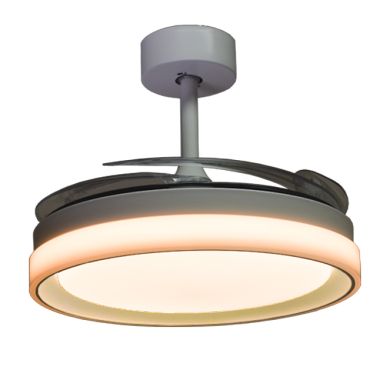 Ventoinha de tecto KIGALI branca/branca, 4palas retráteis, 72W LED 3000|4000|6000K Alt.35xD.108/50cm