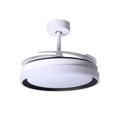 Ceiling fan DC KIGALI MINI white/black, 4 retractable blades, 48W LED 3000|4000|6000K H.35xD.91/40cm