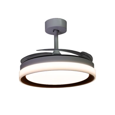 Ventoinha de tecto KIGALI MINI branca/preta 4palas retráteis 48W LED 3000|4000|6000K Alt.35xD91/40cm