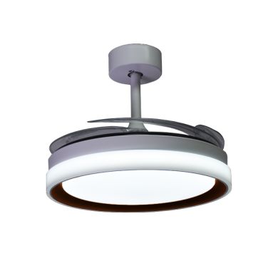 Ventoinha de tecto KIGALI MINI branca/preta 4palas retráteis 48W LED 3000|4000|6000K Alt.35xD91/40cm